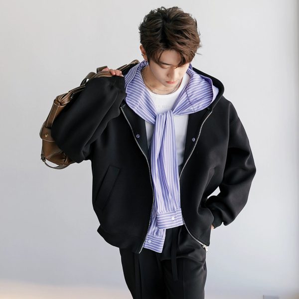 Striped Patchwork Hooded Jacket For Discount - Image 2