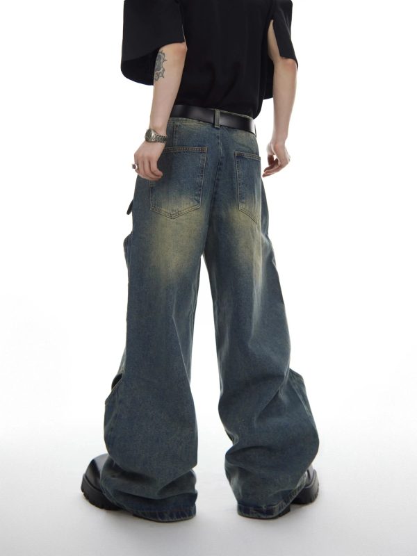 Heavy Distressed Wide-Leg Jeans Online Sale - Image 4