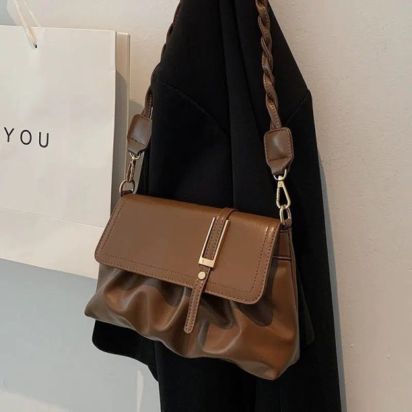 Braided Strap Leather Shoulder Bag Online