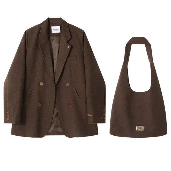 Double-Breasted Blazer with Shoulder Bag Cheap