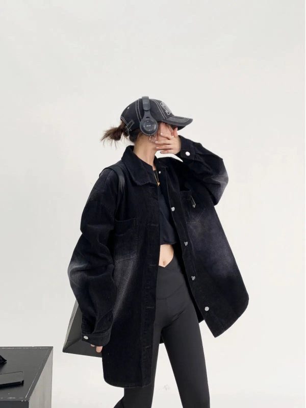 Washed Oversized Corduroy Shirt Hot on Sale - Image 2