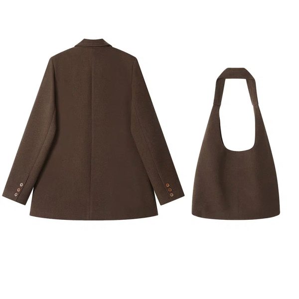 Double-Breasted Blazer with Shoulder Bag Cheap - Image 4