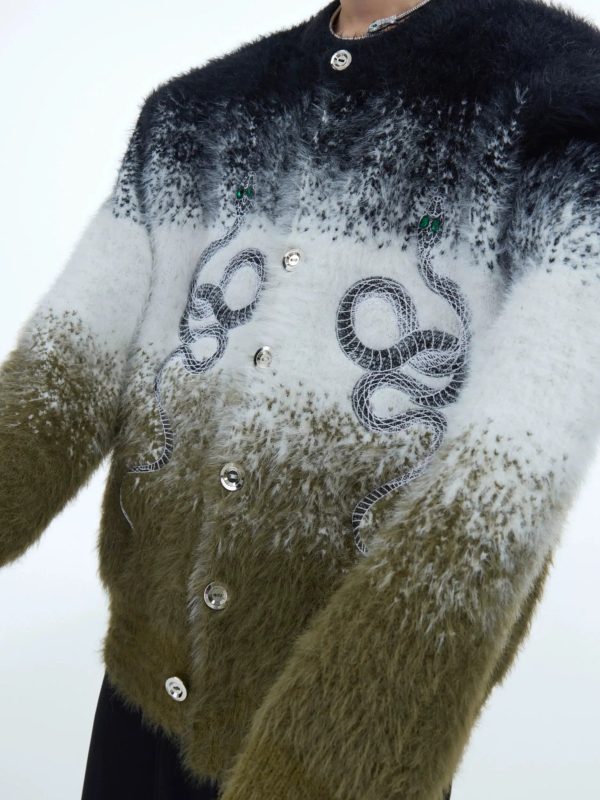 Snake Design Gradient Loose Knit Sweater on Sale - Image 3