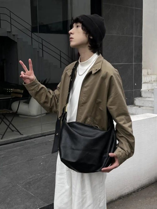 Black Leather Crossbody Shoulder Bag For Sale - Image 2