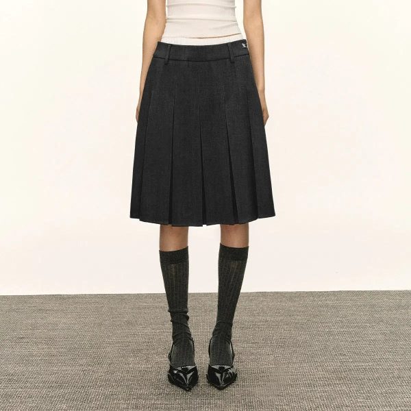 Retro Pleated Midi Skirt Fashion - Image 2