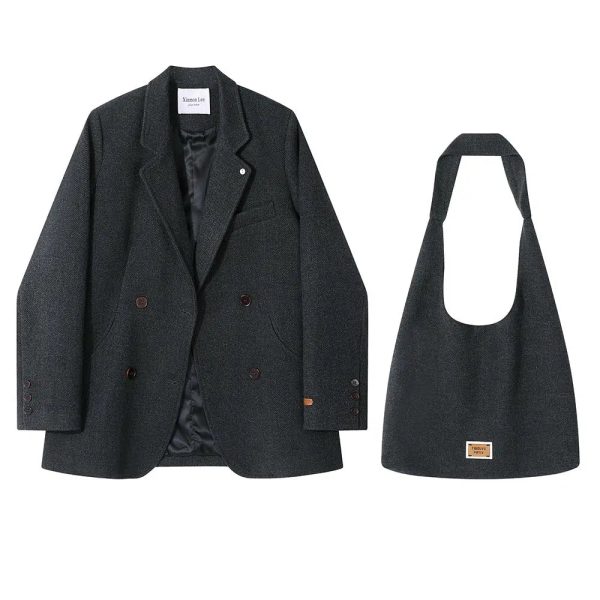 Double-Breasted Blazer with Shoulder Bag Cheap - Image 2