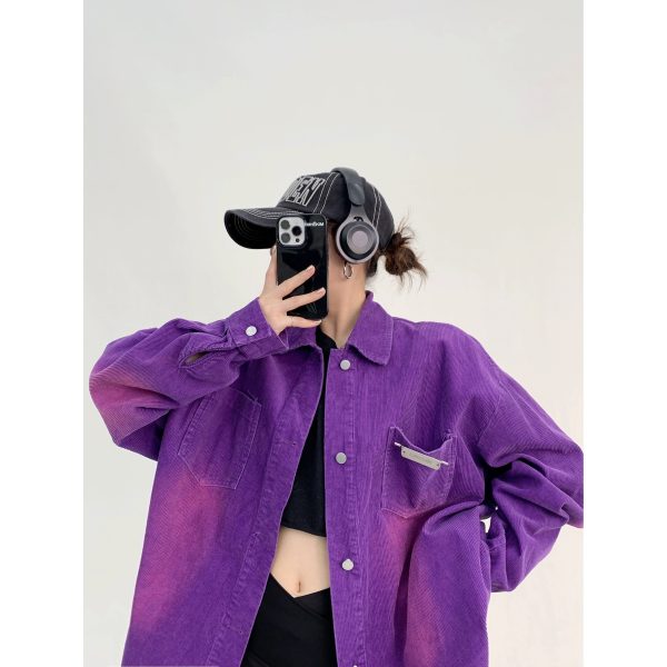 Washed Oversized Corduroy Shirt Hot on Sale - Image 3