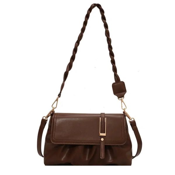 Braided Strap Leather Shoulder Bag Online - Image 5