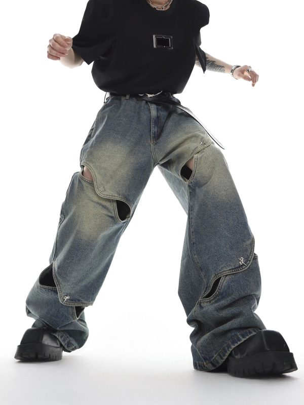 Heavy Distressed Wide-Leg Jeans Online Sale - Image 2