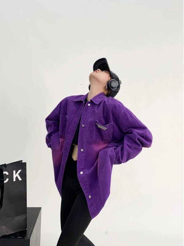 Washed Oversized Corduroy Shirt Hot on Sale - Image 5