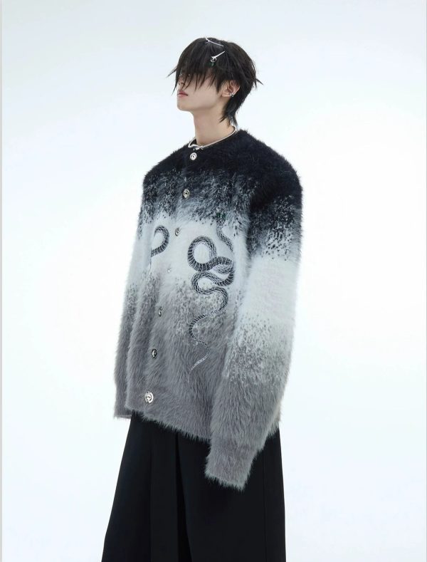 Snake Design Gradient Loose Knit Sweater on Sale