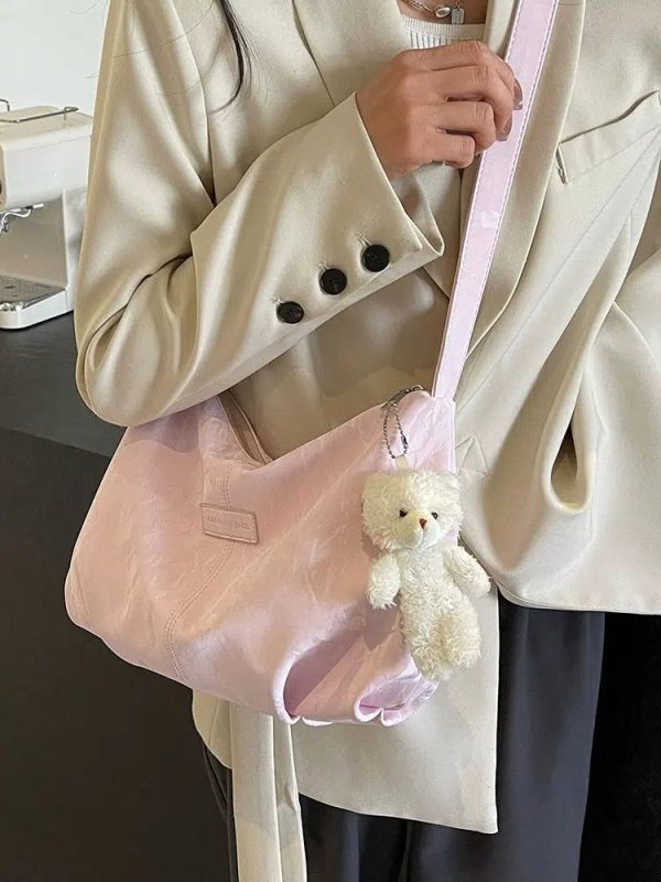 Teddy Bear Charm Soft Tote Bag Hot on Sale - Image 3