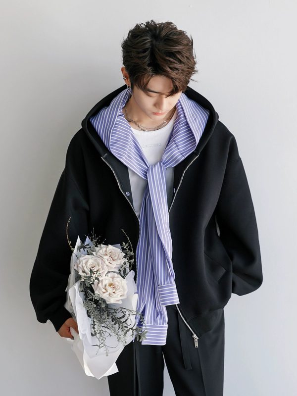 Striped Patchwork Hooded Jacket For Discount - Image 5