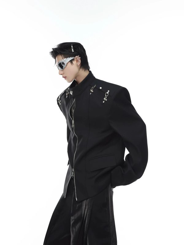 Metal Airplane Button Suit Jacket Online Sale - Image 4