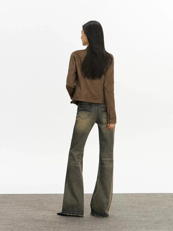 Stand Collar Suede Short Coat Fashion - Image 4