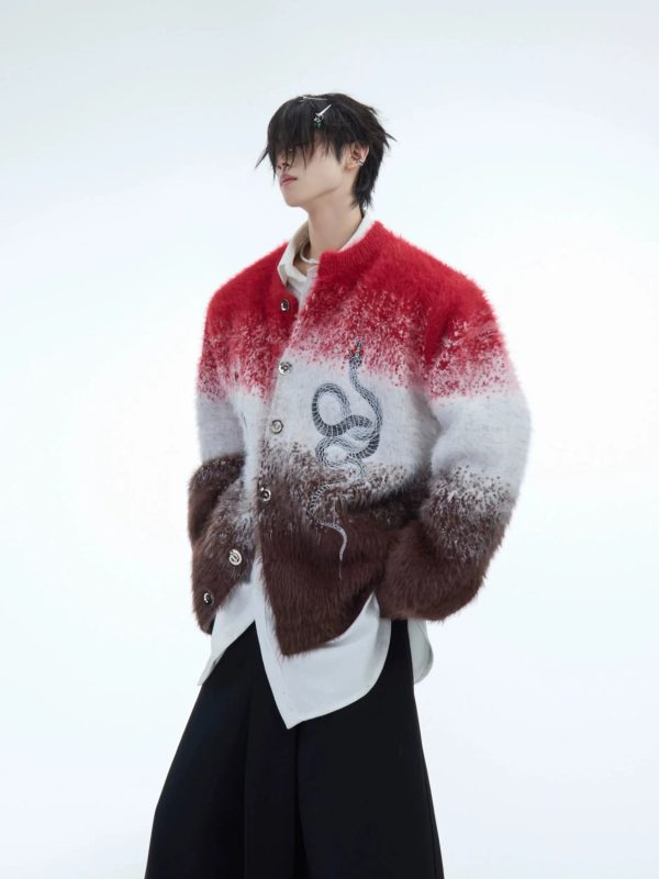 Snake Design Gradient Loose Knit Sweater on Sale - Image 2