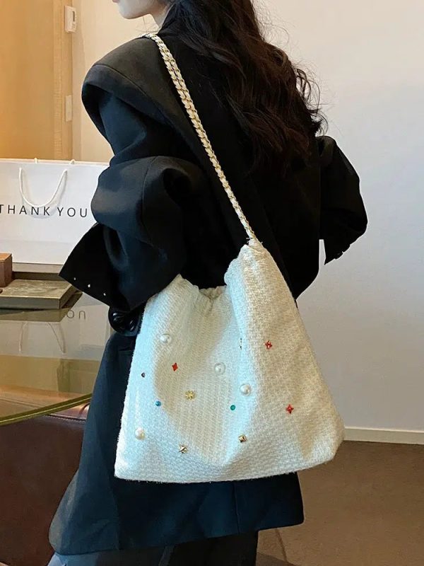 Chain Strap Embellished Tote Bag Online now - Image 4