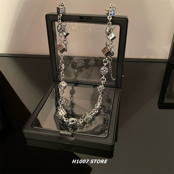 Dice Flower Chain Necklace For Sale - Image 3
