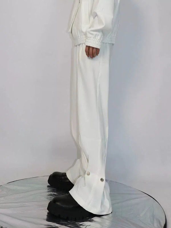 Straight Metal Button Design Loose Pants Hot on Sale