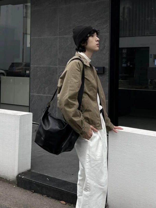 Black Leather Crossbody Shoulder Bag For Sale - Image 3
