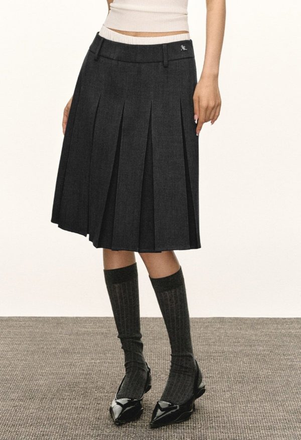 Retro Pleated Midi Skirt Fashion - Image 4