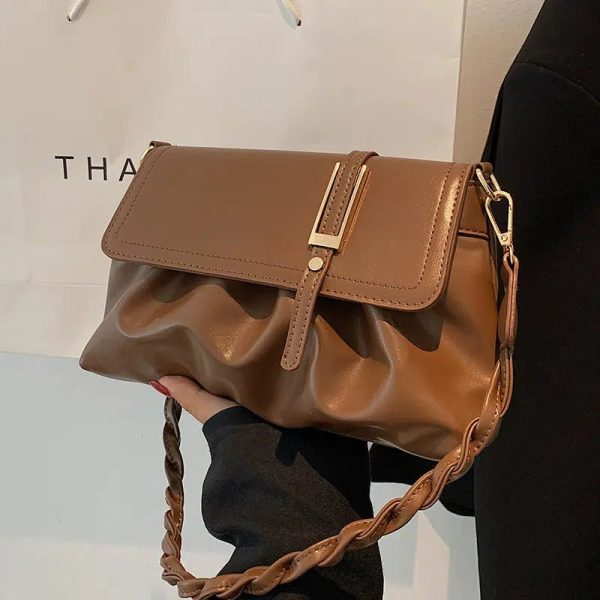 Braided Strap Leather Shoulder Bag Online - Image 3