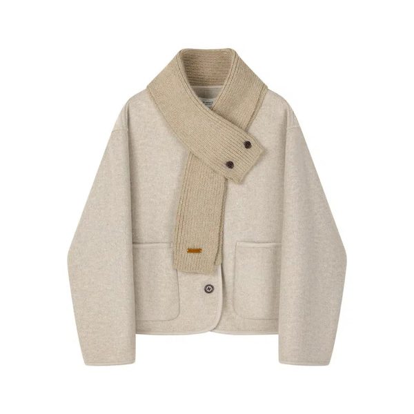 Detachable Scarf Wool Coat Online now