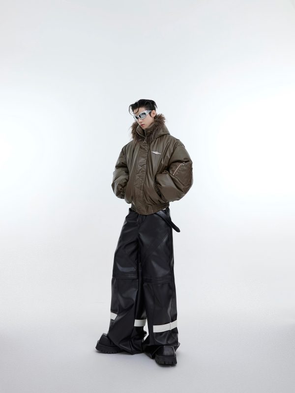 Hooded Insulated Jacket with Fur Collar For Discount - Image 3
