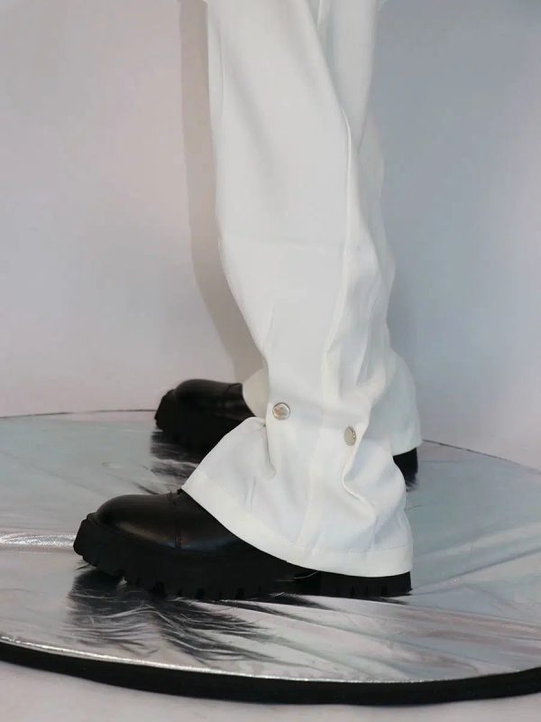 Straight Metal Button Design Loose Pants Hot on Sale - Image 4