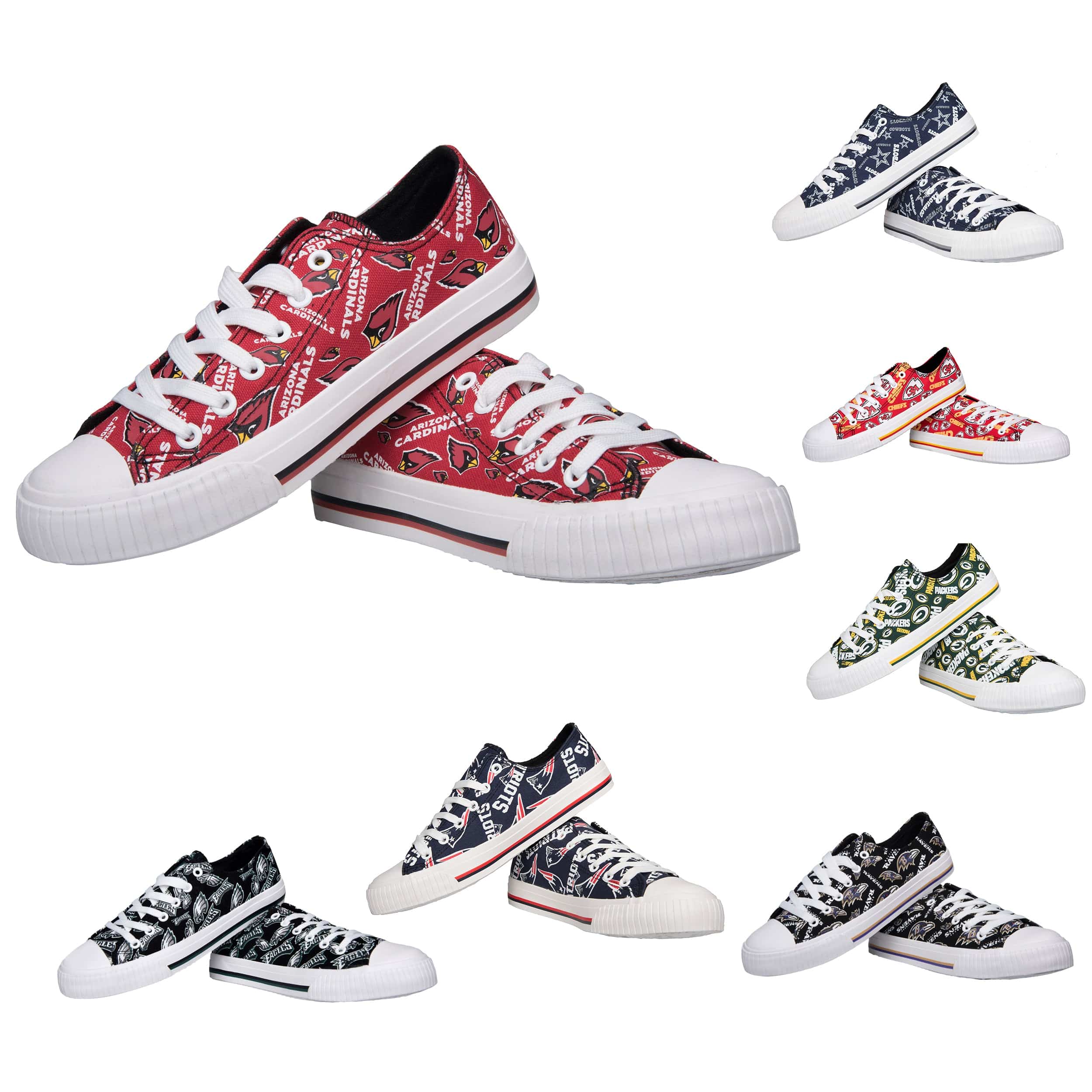 NFL Womens Low Top Repeat Print Canvas Shoes – Pick Your Team Cheap
