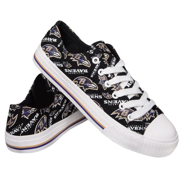 NFL Womens Low Top Repeat Print Canvas Shoes - Pick Your Team Cheap - Image 5
