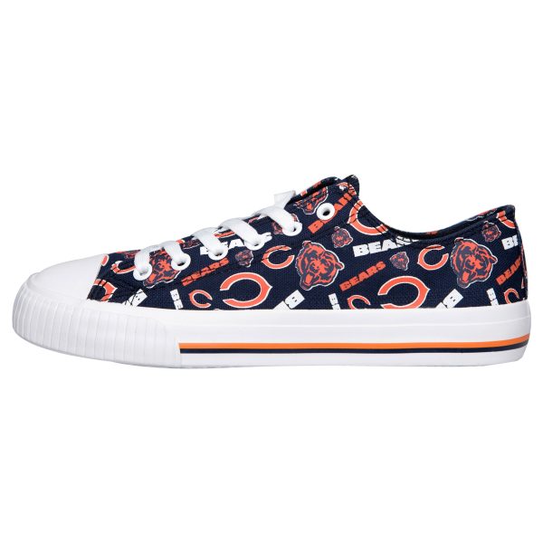 Chicago Bears NFL Womens Low Top Repeat Print Canvas Shoes For Discount - Image 2
