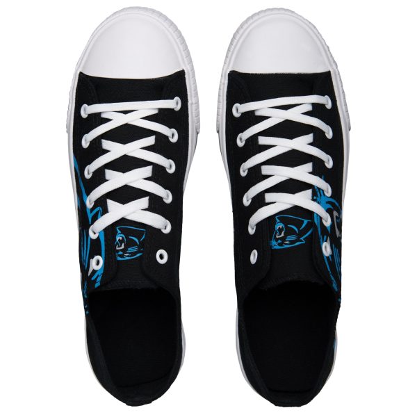 Carolina Panthers NFL Mens Low Top Big Logo Canvas Shoes For Sale - Image 3