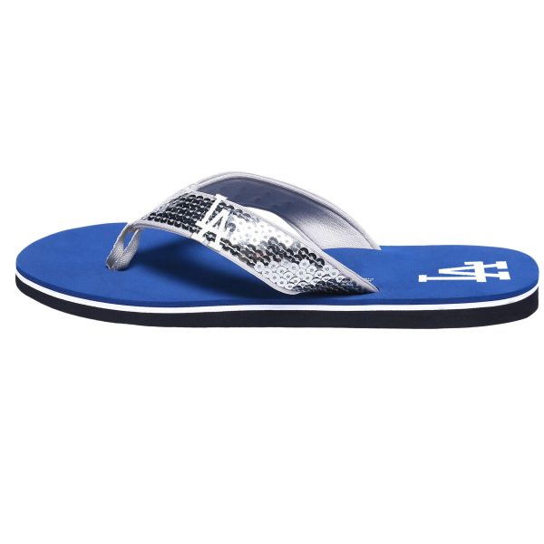 Los Angeles Dodgers MLB Womens Sequin Flip Flops Fashion - Image 2