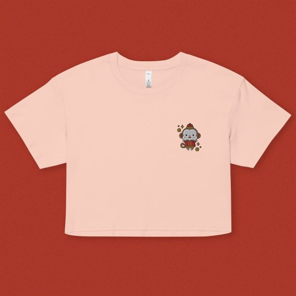 Year of the Monkey Embroidered Crop T-Shirt Cheap - Image 4