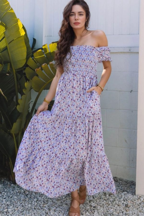Hazel Blues® |  Tiered Floral Shirred High Waist Maxi Dress Supply